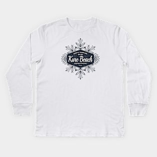 Kure Beach, NC Summertime Floral Badge Kids Long Sleeve T-Shirt